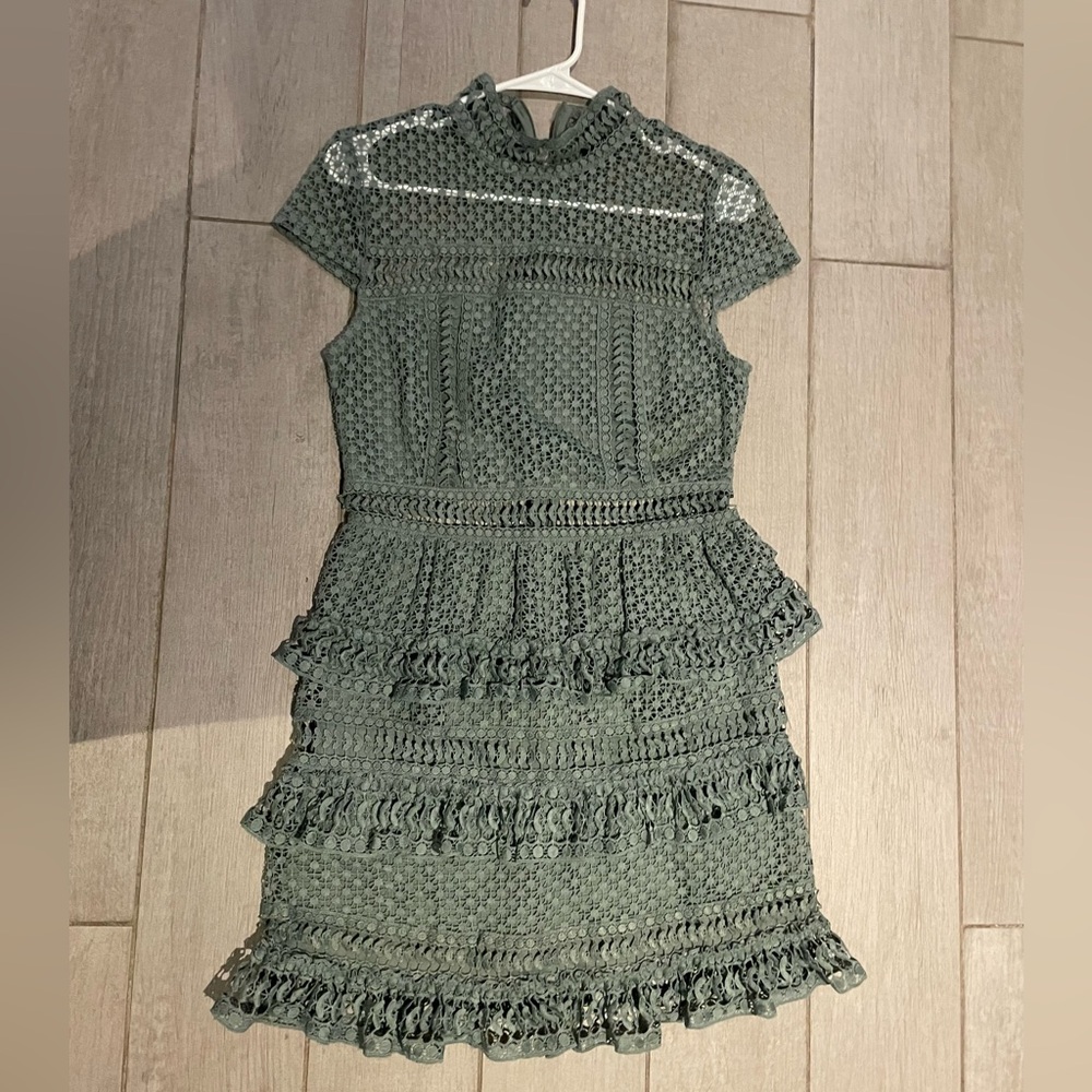 Lace green mini dress